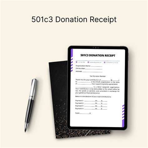 501c3 Donation Receipt Template Printable Pdf And Word