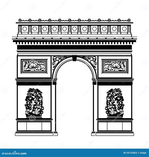 Colore Di Arc De Triomphe Del Francese In Bianco E Nero Illustrazione