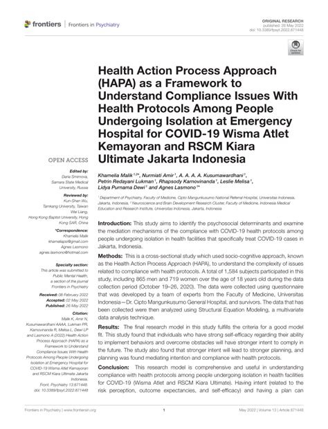 PDF Health Action Process Approach HAPA As A Framework To