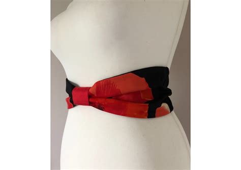 Women S Obi Belt Knot In Red Poppy Print Fabric Zheny Etsy