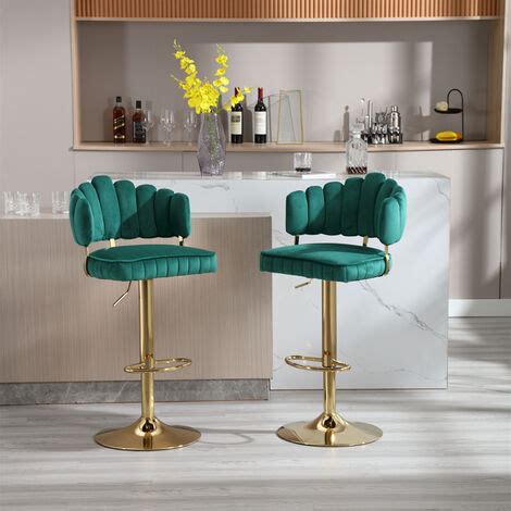 Lot de 2 tabourets de bar pivotants chaises réglables en hauteur avec