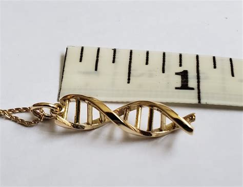 Double Helix DNA 14k Yellow Gold Pendant Gift For Science Etsy