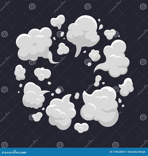 Cartoon Dust Clouds Comic Cloud Shape Spray Air Smoke Fog Road