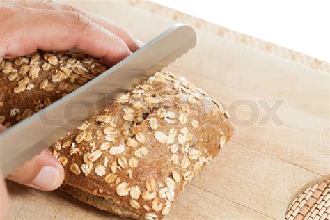 cutting bread stock image colourbox