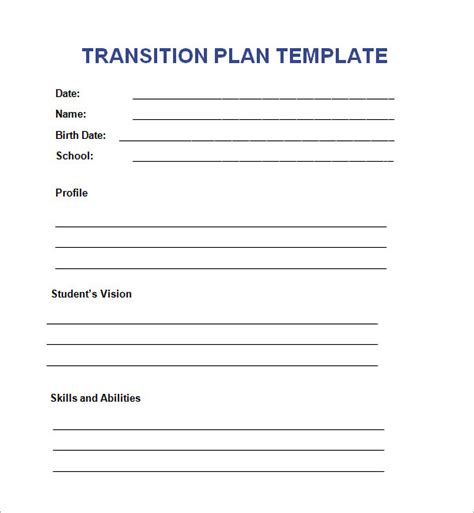 5 Transition Plan Templates Sample Templates