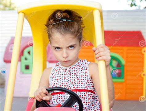 Angry Toy Car Driver Children Girl Stock Image Image Of Female