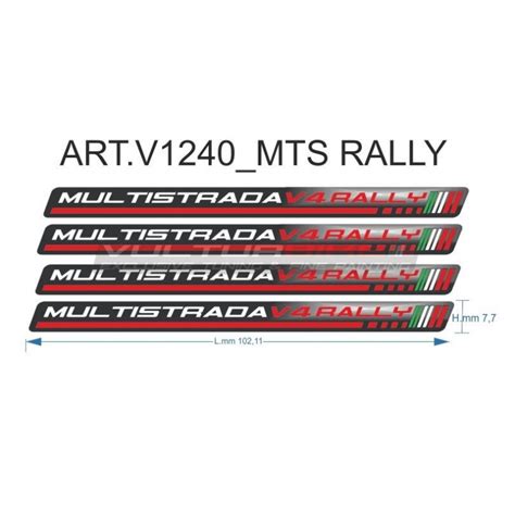 4 Pegatinas Universales De Resina 3D Ducati Multistrada V4 Rally