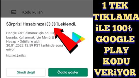 BEDAVA GOOGLE PLAY KODU ALMA 1 DAKİKADA 100 GOOGLE PLAY KODU KAZANMA