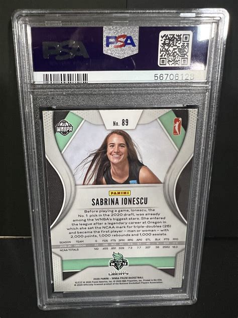 Panini Prizm Wnba Sabrina Ionescu Psa Mint Rookie Card B