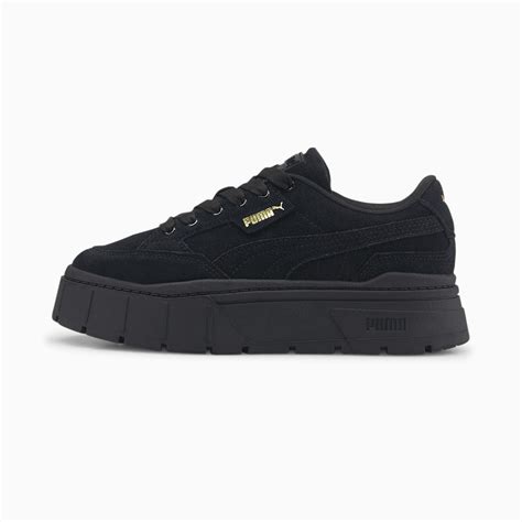 mayze stack suede sneakers women puma black puma sneakers puma