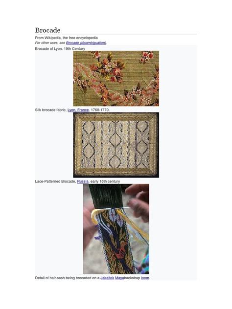 detailed exploration  brocade  richly decorative woven fabric