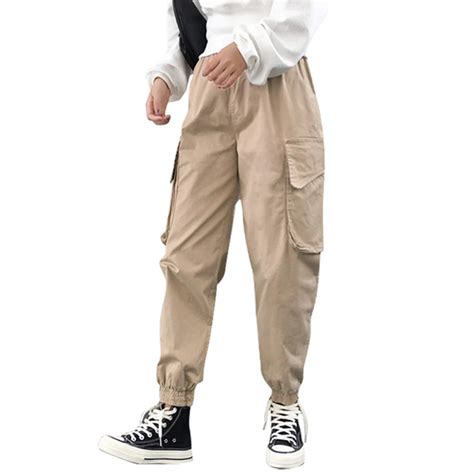 Plus Size Feminino Khaki Cargo Pants Women Streetwear 2018 Autumn Ladies Loose Trousers Big