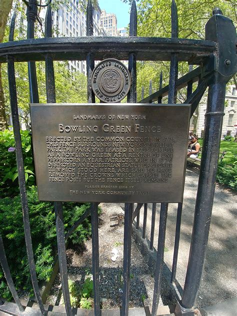 The fence surrounding Bowling Green is the second oldest man-made
