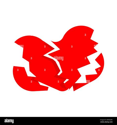 Broken Love Cracked Heart Isolated Concept Of Divorce And Separation Of Lovers Stock Vector