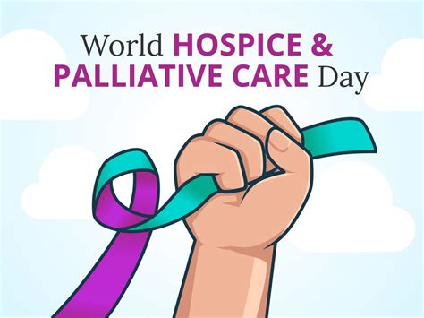 World Hospice And Palliative Care Day Concept Hand Holding Ribbon