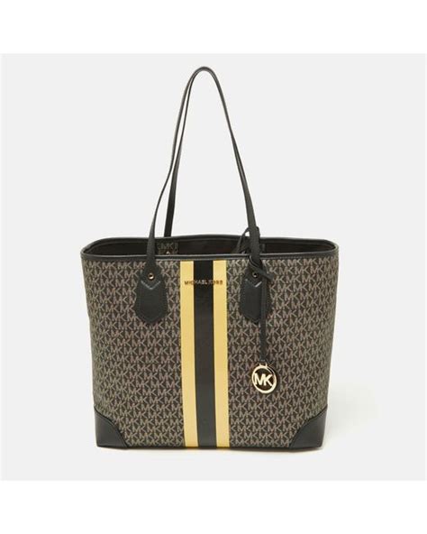 Michael Kors Signature Coated Canvas And Leather Eva Tote In Black Lyst