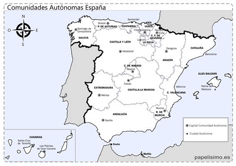 Mapa-de-Espana-comunidades-autonomas-con-nombres - Papelisimo