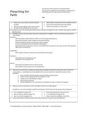 Preaching For Faith Worksheet Docx Preaching For Faith The