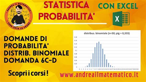 Statistica Probabilita Excel Distr Binomiale Domanda Cb Youtube