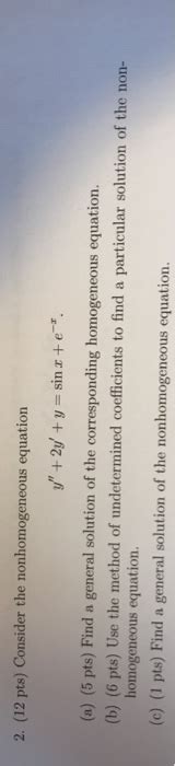 Solved Pts Consider The Nonhomogeneous Equation Y Chegg