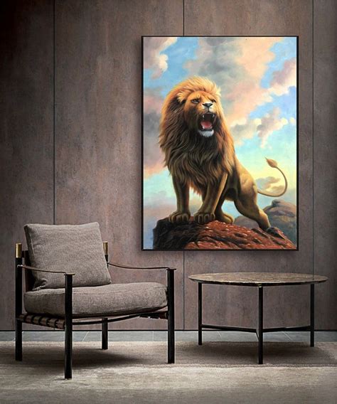 Original Lion Oil Painting Roaring Lion Painting on Canvas - Etsy ...