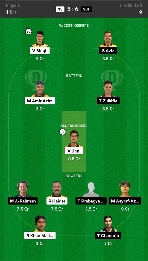 Ns Vs Soh Dream11 Prediction Fantasy Cricket Tips Todays Playing 11