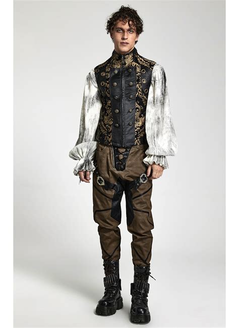 Veste Steampunk Sans Manches Homme De Chez PUNK RAVE Noir Et Or