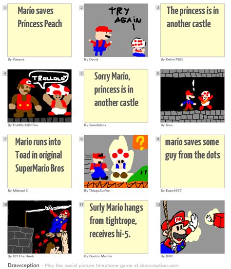 Mario saves Princess Peach - Drawception