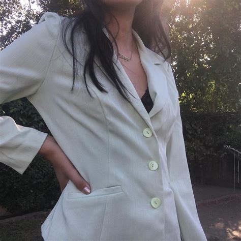 Darling light mint colored vintage blazer !! Not too... - Depop