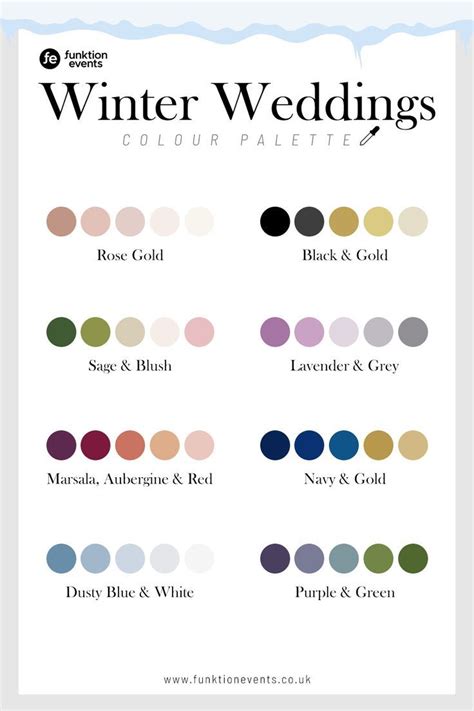 The Winter Wedding Color Palettes