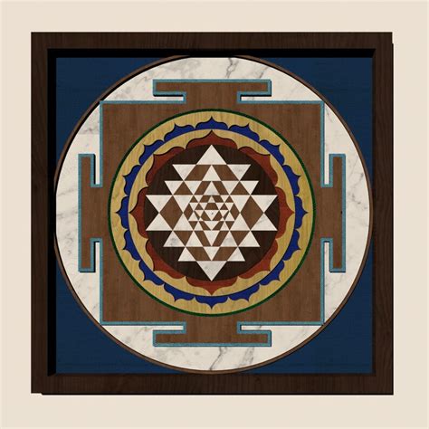 Sri Yantra Shri Yantra Wall Art Natural Wood Hand Carved Marble Sacred