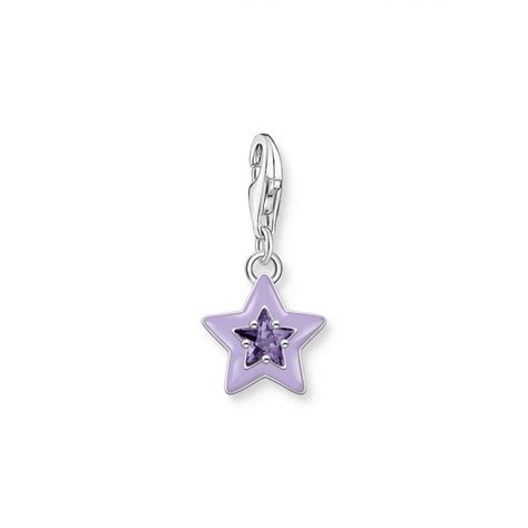 Thomas Sabo Charm Anhänger Stern mit violetten Steinen und Kaltemaille