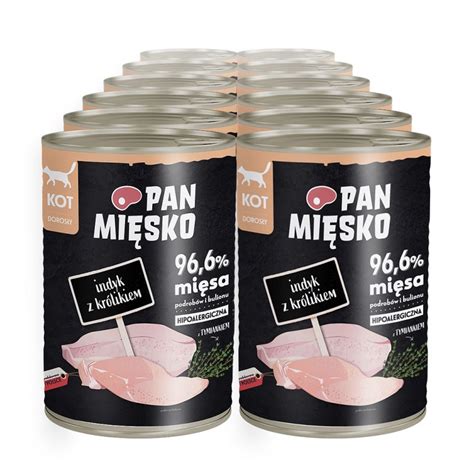 Pan Mięsko indyk z królikiem mokra karma dla kota waga 12x400 g Sklep