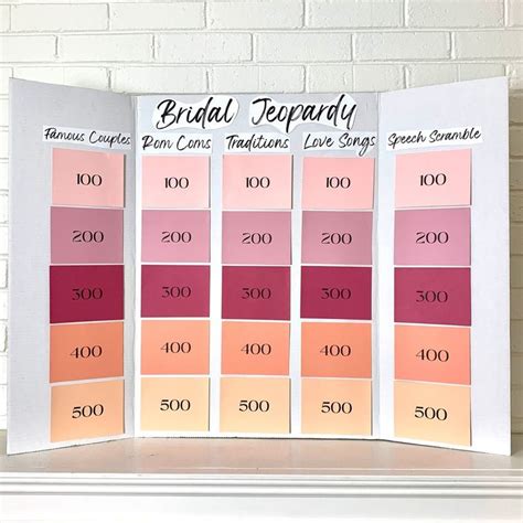 Bridal Jeopardy Printable Game File Etsy Bridal Jeopardy Bridal