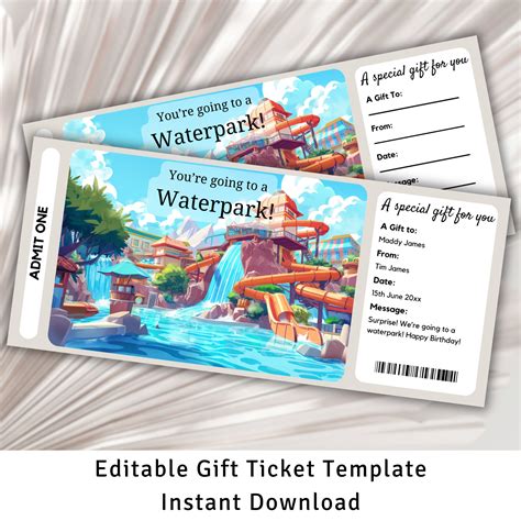 Waterpark Gift Ticket, Surprise Waterpark Gift Voucher, Surprise Ticket