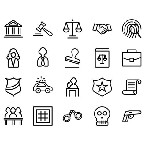 Law And Justice Icons Set Stock Vector Image By Kozyrina