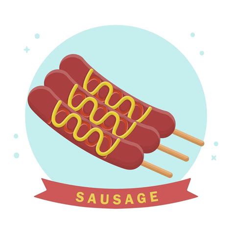 Sausage Grill Meat Barbecue Flat Icon Vector Design 20033066 Vector