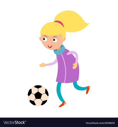 Young child girl playing football Royalty Free Vector Image