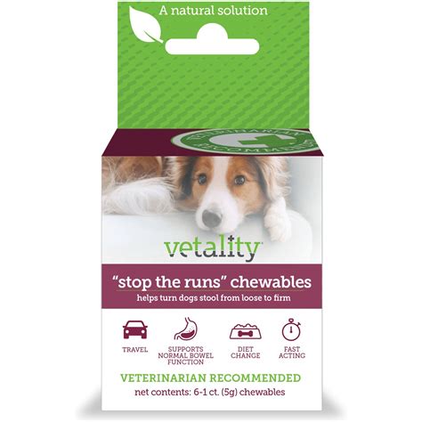 VETALITY Stop the Runs Anti Diarrhea Medication for Dogs, 6 count