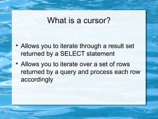 MySQL Cursors PPT