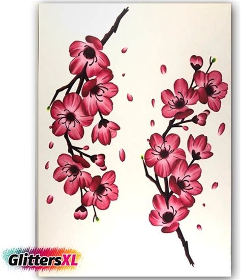 GlittersXL Temporary Tattoo Cherry Blossom A5 Formaat Neptattoo