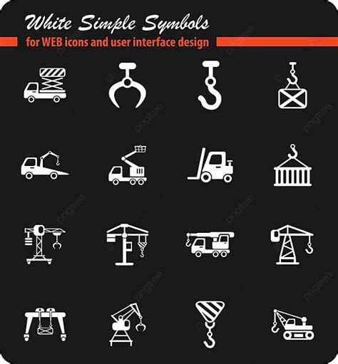 Lifting Machines Icon Set Weight Tower Crane Simple Vector Weight