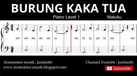 Not Balok Burung Kaka Tua Piano Level 1 Lagu Daerah Maluku Doremifasol Do Re Mi Youtube