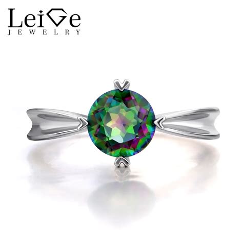 Leige Jewelry Mystic Topaz Rings Solitaire Gemstone Promise Engagement