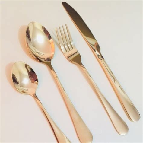 Jual Cutlery Set Gold Sendok Garpu Pisau Sendok Teh Alat Makan Gold