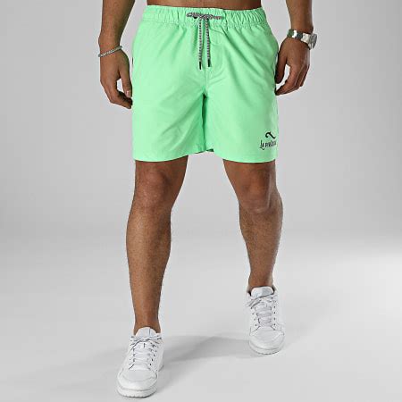 La Piraterie Short De Bain Logo Vert Fluo Noir