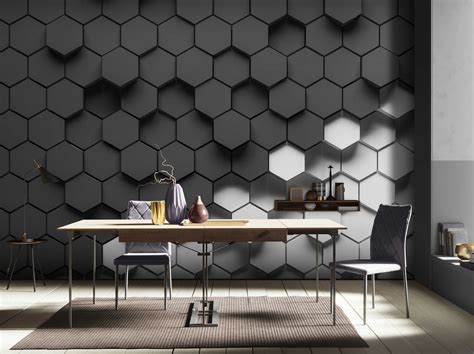 Black Hexagon Wallpaper, 3D Wallpaper, Geometric Wallpaper Mural ...