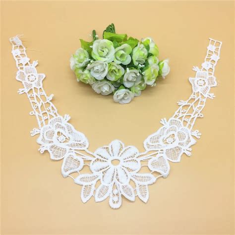 Pcs Cm White Lace Collar Embroidered Neckline Trim Applique