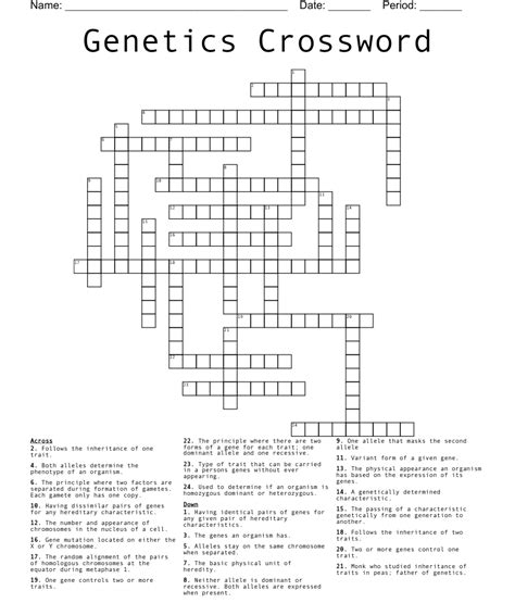 Genetics Crossword Wordmint