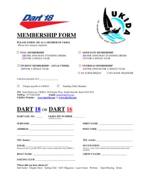 Fillable Online MEMBERSHIP FORM DART 18 OR DART 16 Dart 18 Catamaran